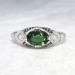 Edwardian 1920's Vintage .81ct t.w. Green Tourmaline & Diamond Filigree Hand Engraved Platinum Ring