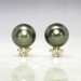 Estate 11mm Black Tahitian Pearl & .30ct t.w. Diamond Earrings 18k