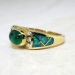 Estate Kabana Cabochon Emerald, Diamond & Opal Inlay 18k Ring