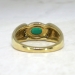 Estate Kabana Cabochon Emerald, Diamond & Opal Inlay 18k Ring