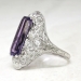 Art Deco 1930's Vintage 3.43ct t.w. Amethyst & Diamond Hand Engraved Filigree Platinum Engagement Cocktail Ring