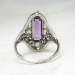 Art Deco 1930's Vintage 3.43ct t.w. Amethyst & Diamond Hand Engraved Filigree Platinum Engagement Cocktail Ring