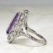 Art Deco 1930's Vintage 3.43ct t.w. Amethyst & Diamond Hand Engraved Filigree Platinum Engagement Cocktail Ring