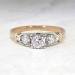 Retro Vintage 1940's .66ct t.w. Old European Cut Diamond Three Stone Engagement Ring 14k