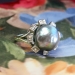 Large 12mm Cultured Tahitian Black Pearl & .16ct t.w. Diamond Sputnik Halo Ring 14k