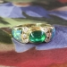 Estate Kabana Cabochon Emerald, Diamond & Opal Inlay 18k Ring