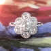 Vintage 1.33ct t.w. Old Mine Cut Diamond Floral Milgrain Bezel Platinum Ring