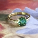 Beautiful Estate 1.39ct t.w. Cushion Cut Green Tourmaline & Pear Diamond Three Stone Ring 18k