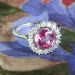 Beautiful 2.40ct t.w. Pink Topaz & Diamond Halo Estate Ring Platinum