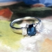 Estate 1.10ct t.w. Emerald Cut Blue Sapphire & Diamond Three Stone Ring 18k