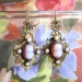 Antique Cameo Earrings Victorian Circa 1890's Carnelian Cameo Pearl Drop Chandelier Earrings 14k Gold