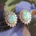 Phenomenal Estate 4.50ct t.w. Mystical Opal & Diamond Omega Back Earrings 18k