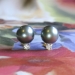 Estate 11mm Black Tahitian Pearl & .30ct t.w. Diamond Earrings 18k