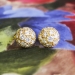 Estate Vintage 1ct t.w. Dome Ball Diamond Pave' Stud Earrings 18k