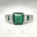 Antique Edwardian 1920's 1.78ct t.w. Emerald & Old European Cut Diamond Hand Engraved Platinum Ring