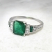 Antique Edwardian 1920's 1.78ct t.w. Emerald & Old European Cut Diamond Hand Engraved Platinum Ring