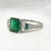 Antique Edwardian 1920's 1.78ct t.w. Emerald & Old European Cut Diamond Hand Engraved Platinum Ring