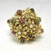 Vintage 1950's En Tremblant Multi-Stone Sapphire Emerald Ruby Diamond Flower Ring 18k