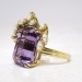 Vintage Estate 17.13ct t.w. Amethyst & Marquise Diamond Cocktail Anniversary Ring 18k