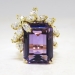 Vintage Estate 17.13ct t.w. Amethyst & Marquise Diamond Cocktail Anniversary Ring 18k