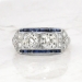 Art Deco 1930's Vintage 1.6ct t.w. Old European Cut Diamond & Sapphire Engagement Anniversary Ring Platinum