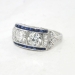 Art Deco 1930's Vintage 1.6ct t.w. Old European Cut Diamond & Sapphire Engagement Anniversary Ring Platinum