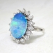 Vintage Estate 1970's 7.47ct t.w. Solid Boulder Opal & Diamond Halo Princess Di Ring 18k