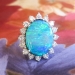 Vintage Estate 1970's 7.47ct t.w. Solid Boulder Opal & Diamond Halo Princess Di Ring 18k