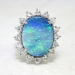 Vintage Estate 1970's 7.47ct t.w. Solid Boulder Opal & Diamond Halo Princess Di Ring 18k