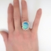 Vintage Estate 1970's 7.47ct t.w. Solid Boulder Opal & Diamond Halo Princess Di Ring 18k