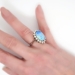 Vintage Estate 1970's 7.47ct t.w. Solid Boulder Opal & Diamond Halo Princess Di Ring 18k