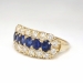 Vintage Sapphire Diamond Ring Circa 1940's Blue Sapphire and Diamond Halo Cocktail Anniversary Ring Band 14k Yellow Gold