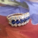 Vintage Sapphire Diamond Ring Circa 1940's Blue Sapphire and Diamond Halo Cocktail Anniversary Ring Band 14k Yellow Gold