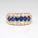 Vintage Sapphire Diamond Ring Circa 1940's Blue Sapphire and Diamond Halo Cocktail Anniversary Ring Band 14k Yellow Gold