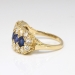 Vintage Sapphire Diamond Ring Circa 1940's Blue Sapphire and Diamond Halo Cocktail Anniversary Ring Band 14k Yellow Gold