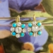 Antique Victorian 1860's 1.16ct t.w. Natural Turquoise & Old Mine Cut Diamond Earrings Platinum 18k