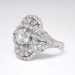 Edwardian 1920's 1.36ct t.w. Old European Cut Diamond & Emerald Engagement Anniversary Ring Platinum