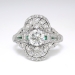 Edwardian 1920's 1.36ct t.w. Old European Cut Diamond & Emerald Engagement Anniversary Ring Platinum