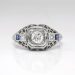 Vintage Belais Art Deco 1930's Old European Cut Diamond & Lab Sapphire Engagement Ring 18k White Gold