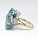 Vintage Estate 1980's Aquamarine Diamond Blue Sapphire Birthstone Cocktail Ring 18k Gold