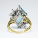 Vintage Estate 1980's Aquamarine Diamond Blue Sapphire Birthstone Cocktail Ring 18k Gold