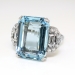 Vintage 1940's 12.28ct t.w. Emerald Cut Aquamarine & Diamond Ring Platinum