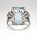 Vintage 1940's 12.28ct t.w. Emerald Cut Aquamarine & Diamond Ring Platinum