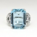 Vintage 1940's 12.28ct t.w. Emerald Cut Aquamarine & Diamond Ring Platinum