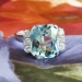 Vintage 1940's 6.62ct t.w. Mixed Cushion Cut Aquamarine & Diamond Ring 14k