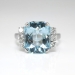 Vintage 1940's 6.62ct t.w. Mixed Cushion Cut Aquamarine & Diamond Ring 14k