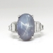 Vintage Star Sapphire Ring Lavender Blue Gray Purple Star Sapphire Diamond Cocktail Birthstone Anniversary Platinum Ring