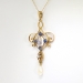 Art Nouveau 1900's .93ct t.w. Natural Moonstone, Sapphire & Diamond Lavalier Pendant Necklace 14k 10k Yellow Gold