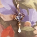 Art Nouveau 1900's .93ct t.w. Natural Moonstone, Sapphire & Diamond Lavalier Pendant Necklace 14k 10k Yellow Gold