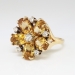 Vintage Ring Estate 1960's Topaz Diamond Flower Cocktail Birthstone Ring 14k Gold